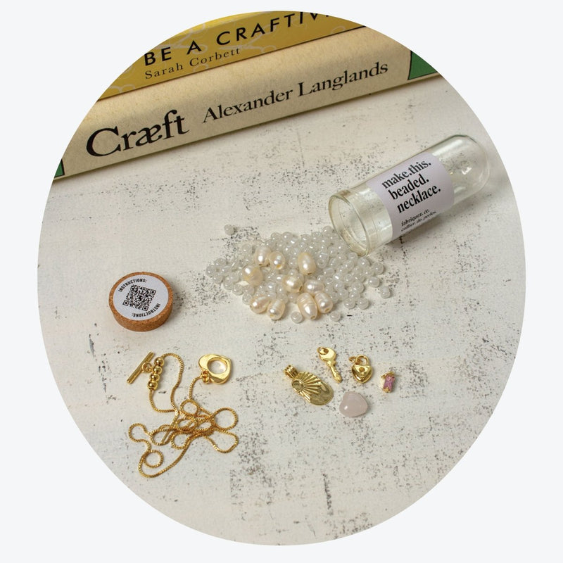 Beaded Pearl Necklace Kit: Locked Heart (Oyster) - Make This Universe