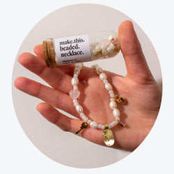 Beaded Pearl Necklace Kit: Locked Heart (Pearl) - Make This Universe
